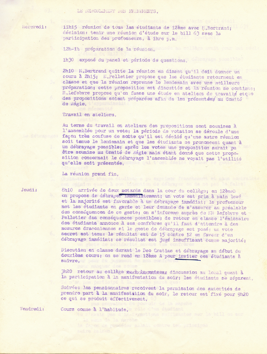 Flottement et incertitude rendent le climat du Collège particulièrement difficile.